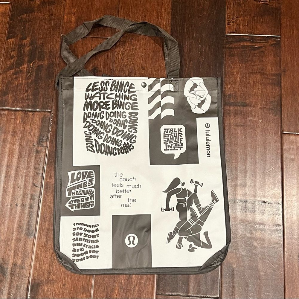 Lululemon Large Graphic Brown and White Shopping Tote Bag